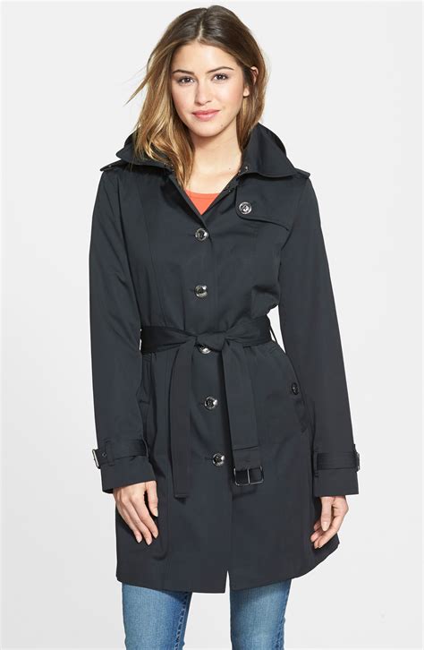 michael kors black wool trench coat|Michael Kors single breasted coat.